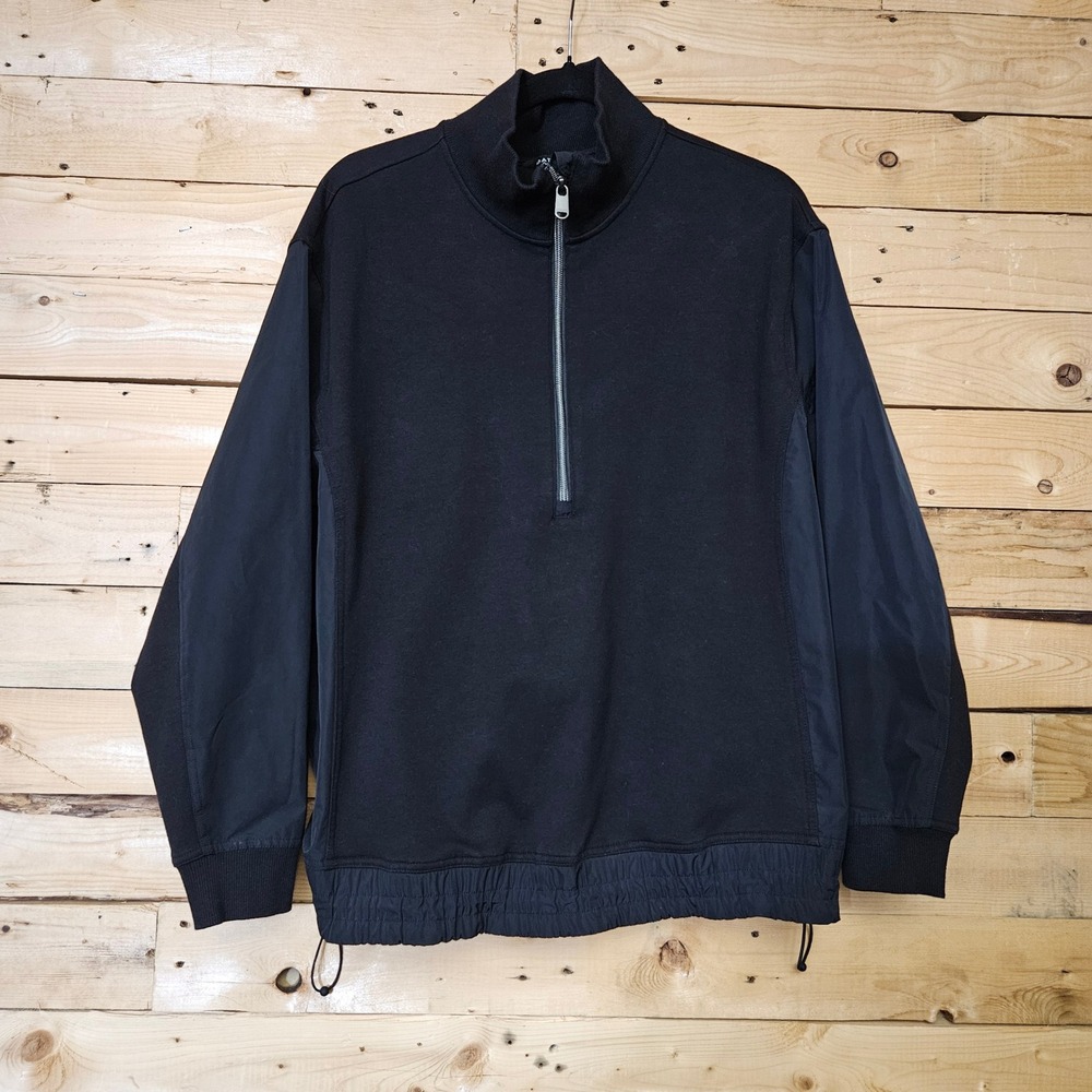 Athleta Womens Black Triumph‎ Hybrid Pullover Sweatshirt Jacket Medium M